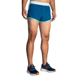 BROOKS Men's Sherpa 3" Split Short - Dk Ocean/Grey Skies/Neo -Daily Flex Shop 211329 409 MF Sherpa 3in Split Short