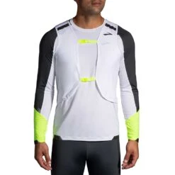 BROOKS Men's Run Visible Convertible Jacket - White/Asphalt/Nightlife -Daily Flex Shop 211406 134 D9 Run Visible Convertible Jacket 1