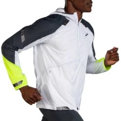 BROOKS Men's Run Visible Convertible Jacket - White/Asphalt/Nightlife -Daily Flex Shop 211406 134 MV Run Visible Convertible Jacket 1