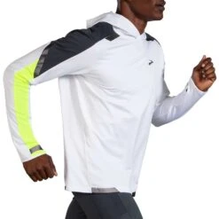 BROOKS Men's Run Visible Thermal Hoodie - White/Asphalt/Nightlife -Daily Flex Shop 211411 134 MV Run Visible Thermal Hoodie