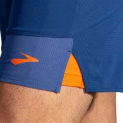 BROOKS Men's High Point 7" 2-in-1 Short - Dk Aegean/Bright Oran -Daily Flex Shop 211454 452 D3 High Point 7in 2in1 Short