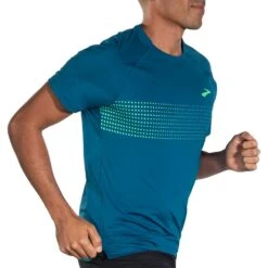 BROOKS Men's Atmosphere Short Sleeve 2.0 Top - Dk Ocean/Pixel Stri -Daily Flex Shop 211455 420 MV Atmosphere Short Sleeve 2