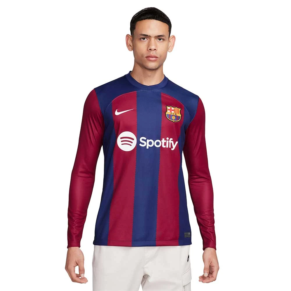 Men's FC Barcelona 2023/24 Stadium Home Nike Dri-FIT Long-Sleeve Soccer Jersey- Deep Royal Blue/Noble Red/White 3 Men's FC Barcelona 2023/24 Stadium Home Nike Dri-FIT Long-Sleeve Soccer Jersey- Deep Royal Blue/Noble Red/White