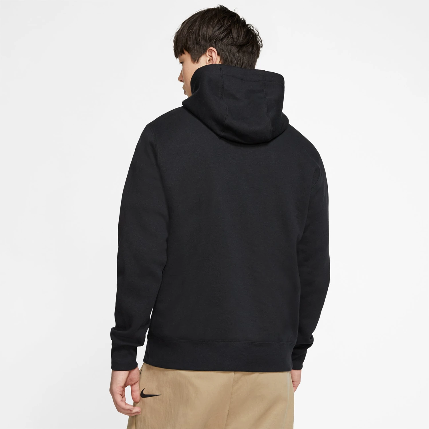Men's Nike Sportswear Club Fleece Pullover Hoodie - Black/Black/White 6 Men's Nike Sportswear Club Fleece Pullover Hoodie - Black/Black/White - Image 4