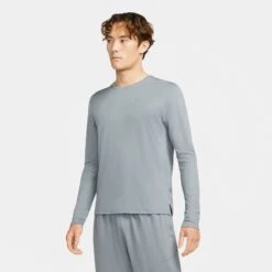 Men's Nike Dri-FIT Miler Long Sleeve Running Top - Smoke Grey/Reflective Silver
