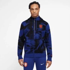 Nike Men's KNVB Club Fleece Hoodie - Black/Royal Blue