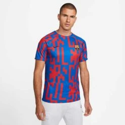 Nike Men's FCB Dri-FIT Short Sleeve Home Pre-Match Soccer Top- Signal/Blue