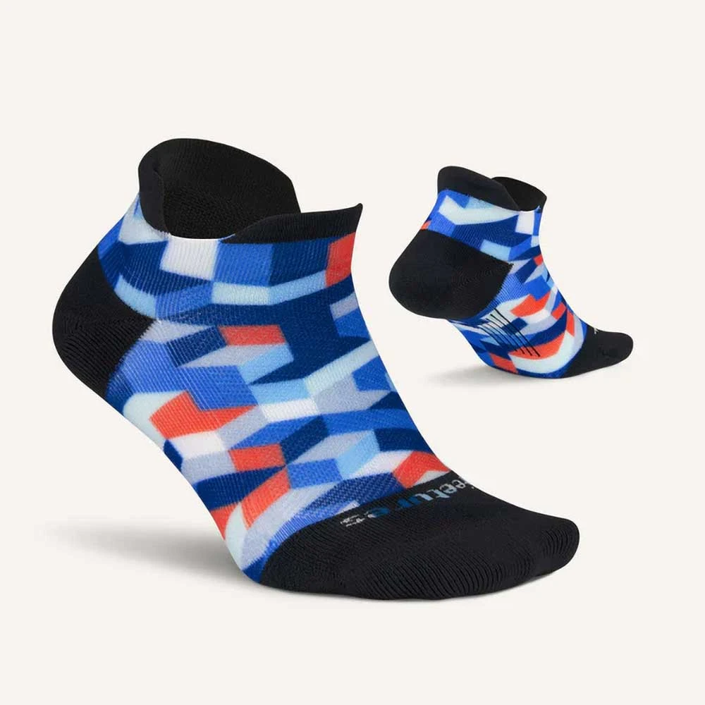 Feetures Unisex Elite Light Cushion No Show Tab Socks - Geo Print Blue 4 Feetures Unisex Elite Light Cushion No Show Tab Socks - Geo Print Blue - Image 2