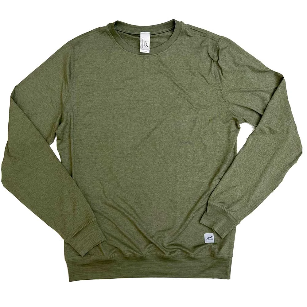 Men's Performance Tech Crewneck Sweatshirt - Hunter Green/Dark Gray Woven Gazelle Patch 3 Men's Performance Tech Crewneck Sweatshirt - Hunter Green/Dark Gray Woven Gazelle Patch