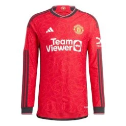 ADIDAS Men's Manchester United 23/24 Home Long Sleeve Jersey - Team Collegiate Red