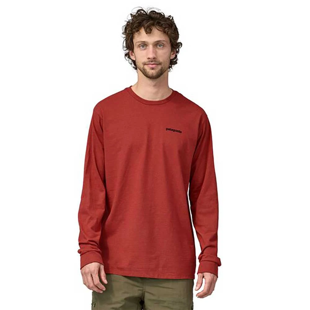 Patagonia Men's Long-Sleeved P-6 Logo Responsibili-Tee - Burl Red 6 Patagonia Men's Long-Sleeved P-6 Logo Responsibili-Tee - Burl Red - Image 4