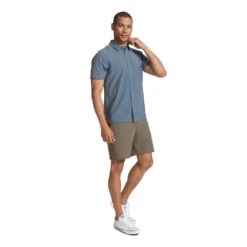 Vuori Men's Short Sleeve Bridge Button Down - Lake Daggers -Daily Flex Shop V184LKD FA23 M ECOMM TOPS FULL 3