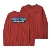 Patagonia Men's Long-Sleeved P-6 Logo Responsibili-Tee - Burl Red -Daily Flex Shop WBF23 38518 BURD
