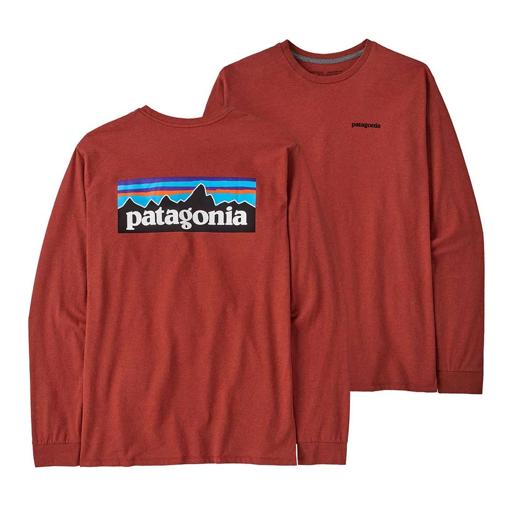 Patagonia Men's Long-Sleeved P-6 Logo Responsibili-Tee - Burl Red 3 Patagonia Men's Long-Sleeved P-6 Logo Responsibili-Tee - Burl Red