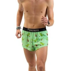 Men's Dino-Sore 2" Split Short - Dino-Sore -Daily Flex Shop chicknlegs mens dino sore split running shorts front