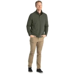 Men's Gridback Fleece Snap Pullover - Dark Olive -Daily Flex Shop gridback fleece pullover dark olive men 4