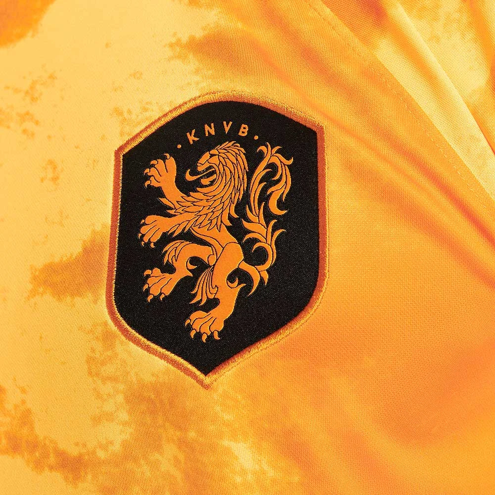 Nike Men's Netherlands 2022/2023 Stadium Home Long Sleeve Jersey - Laser Orange/Black 8 Nike Men's Netherlands 2022/2023 Stadium Home Long Sleeve Jersey - Laser Orange/Black - Image 6