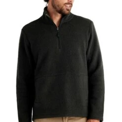 Men's Bamboo Sherpa Fleece Quarter Zip - Onyx